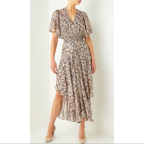 NWT MAJE BLUE SKY RETRO/BOHO FLARE MAXI DRESS IN SIZE 8 US OR 40 EURO - Picture 2 of 8